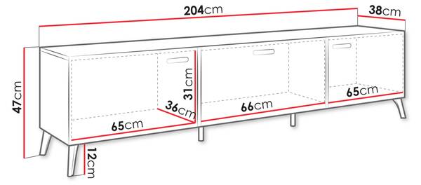 TV-Lowboard Picru Beige - Holzwerkstoff - 204 x 47 x 38 cm