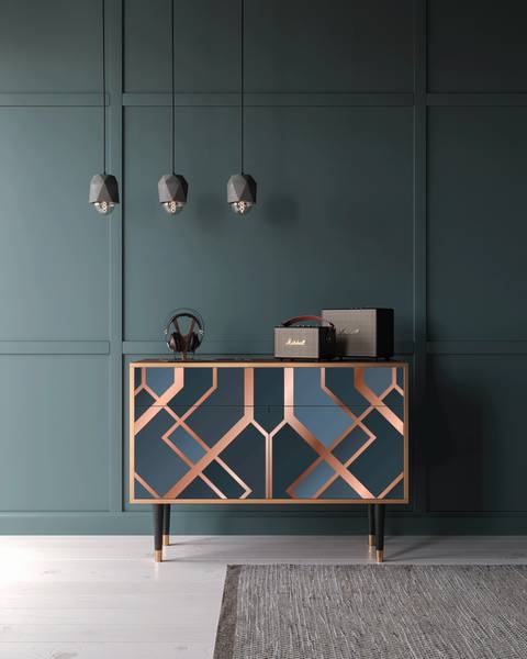 Sideboard BS4 Walnuss Blau - Holzwerkstoff - 115 x 86 x 48 cm