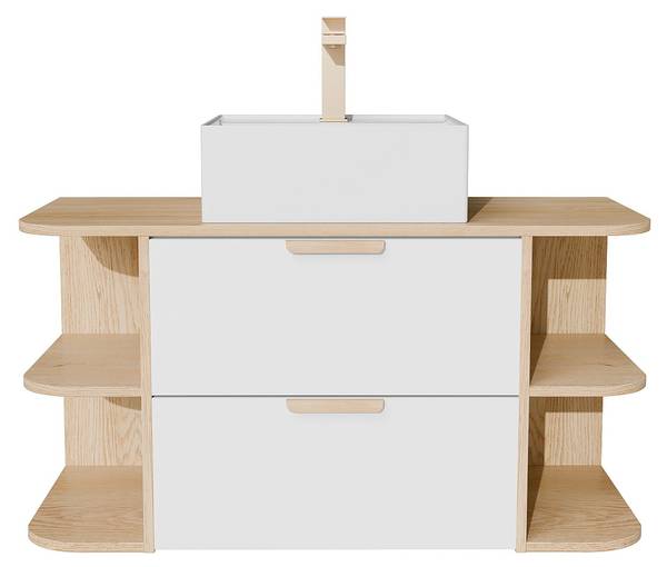 Einzelwaschtisch AVORELI Braun - Weiß - Holz teilmassiv - 100 x 50 x 46 cm