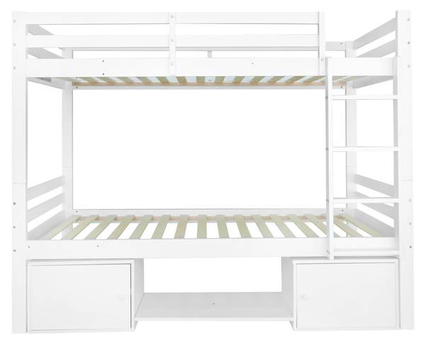Etagenbett LucyWoody Ⅰ Weiß - Holzwerkstoff - Massivholz - 95 x 158 x 205 cm