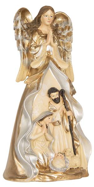 Kerstdecoratie Beeld Kerstgroep Xmas&Ash beige - kunststof - 13 x 31 x 16 cm