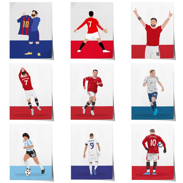 Poster Fußball Messi Ronaldo Maradonna R Naturfaser - 20 x 30 x 1 cm