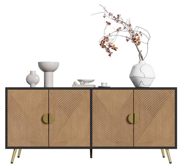 Sideboard mit 4 Türen O30104 Braun - Holzwerkstoff - 160 x 75 x 40 cm