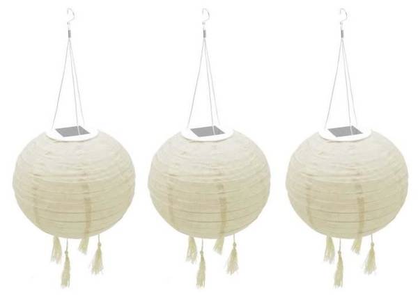 Lot de 3 lampions solaires - LUMISKY - H Blanc - Nylon - 30 x 30 x 30 cm
