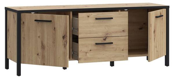 Lowboard KIRIKUS Schwarz - Braun - Holzwerkstoff - 140 x 55 x 41 cm