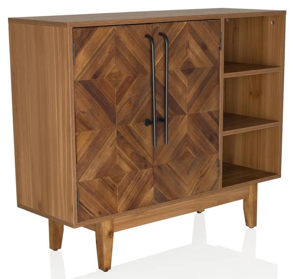 Commode SANTJAGO WOOD L Marron - Sapin - Aluminium - 95 x 80 x 32 cm