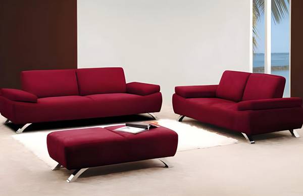 Sofa ohne Schlafmöglichkeit POLKA Rot - Textil - 220 x 78 x 90 cm