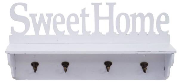 Wandgarderobe D41 Sweet Home 4 Haken Reinweiß