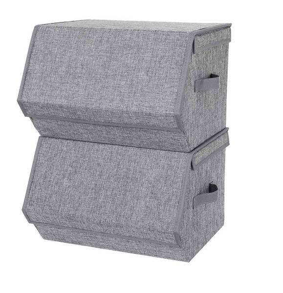 2er-Set Aufbewahrungsbox Faltbox Malabo Grau - Textil - 25 x 35 x 38 cm