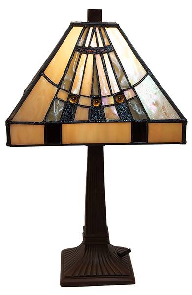 Tiffany Tischlampe Yue Beige - Glas - 23 x 38 x 23 cm