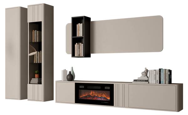 Wohnwand Philippe VIII Beige - Holzwerkstoff - 190 x 164 x 31 cm