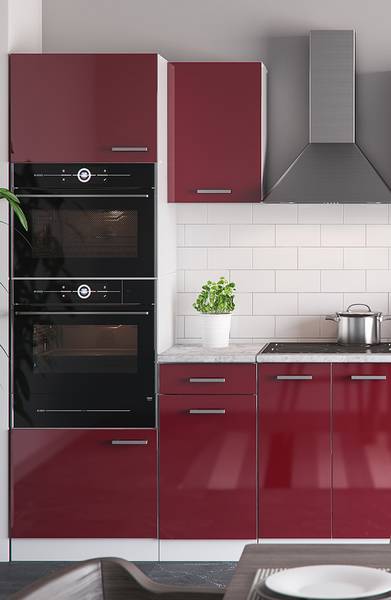 Mikrowellenschrank R-Line 30492 Hochglanz Rot - Weiß