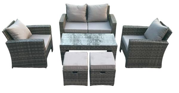 Patio Gartenmöbel Set Sofa K(6er-Set) Grau - Webstoff - 70 x 74 x 124 cm