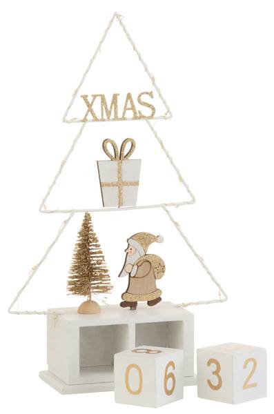 Weihnachtsdekoration JPL Weiß - Holz teilmassiv - 8 x 30 x 19 cm