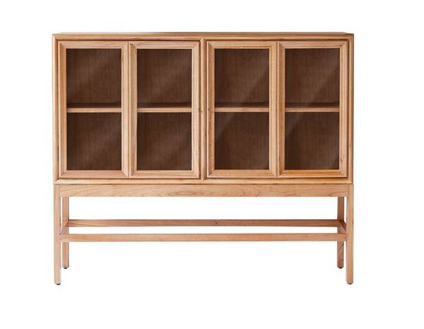 Vitrinenschrank Alex Beige - Mindi - 120 x 100 x 41 cm