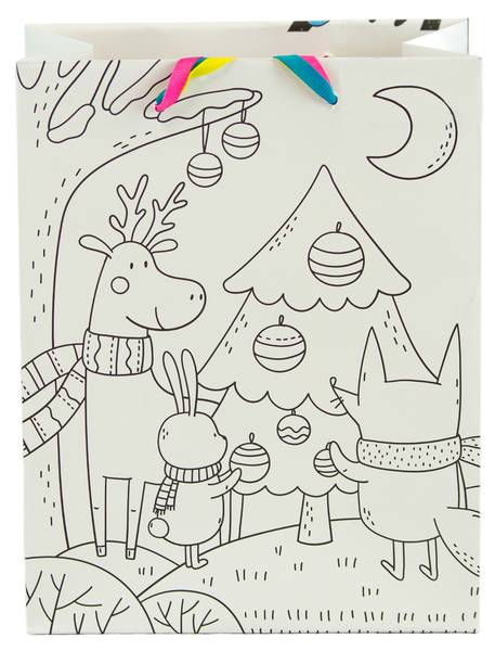 Geschenktüte Malen mit Filzstiften KIDS Weiß - Papier - 18 x 10 x 23 cm