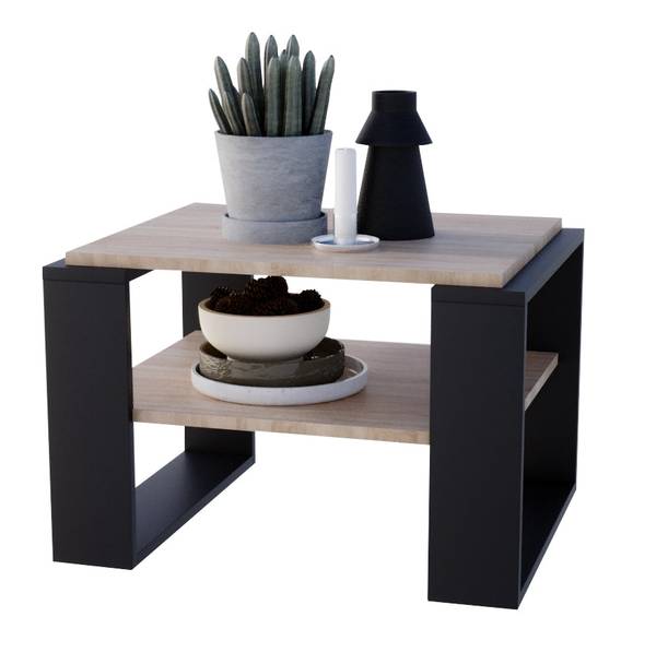 Couchtisch KAJA 63 Schwarz - Braun - Holzwerkstoff - 61 x 44 x 54 cm
