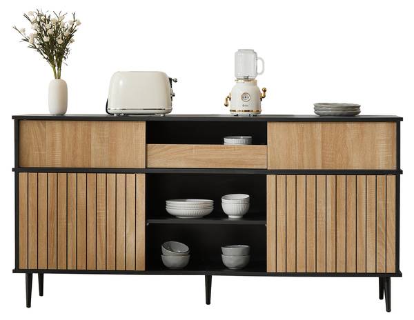 Sideboard EveNatur Ⅲ Schwarz - Stahl - 160 x 80 x 40 cm