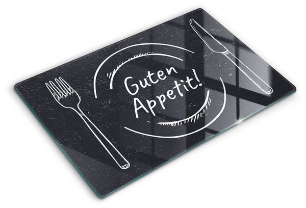 Schneidebrett Guten Appetit! Schwarz - Glas - 80 x 52 x 1 cm