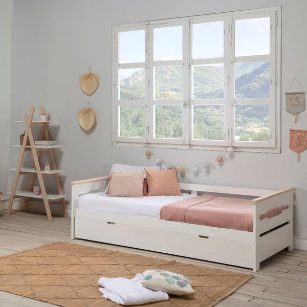 Bett ELSA Weiß - Holzwerkstoff - 105 x 62 x 199 cm
