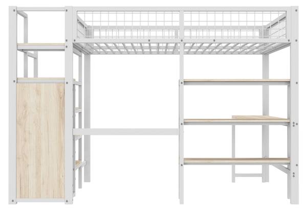 Hochbett BB2452 Weiß - Massivholz - 145 x 180 x 249 cm