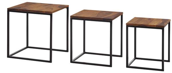 Satztisch ARQUATA 3er-Set Braun - Sheesham - 40 x 42 x 40 cm