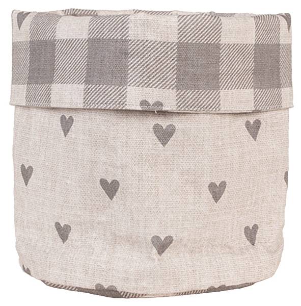 Brotkorb Herzen LOVING CHIC Beige - Textil - 15 x 16 x 15 cm