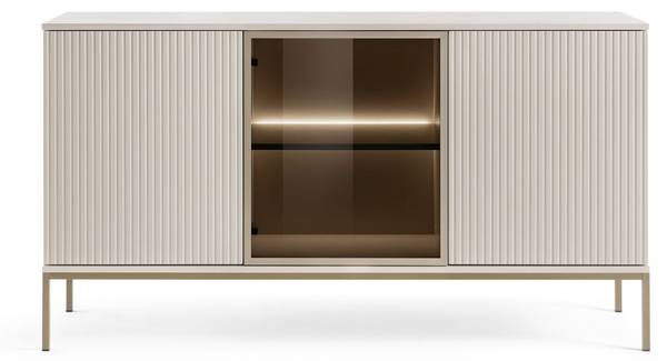 Kommode DEO Beige - Rauchglas - ABS - 154 x 83 x 39 cm