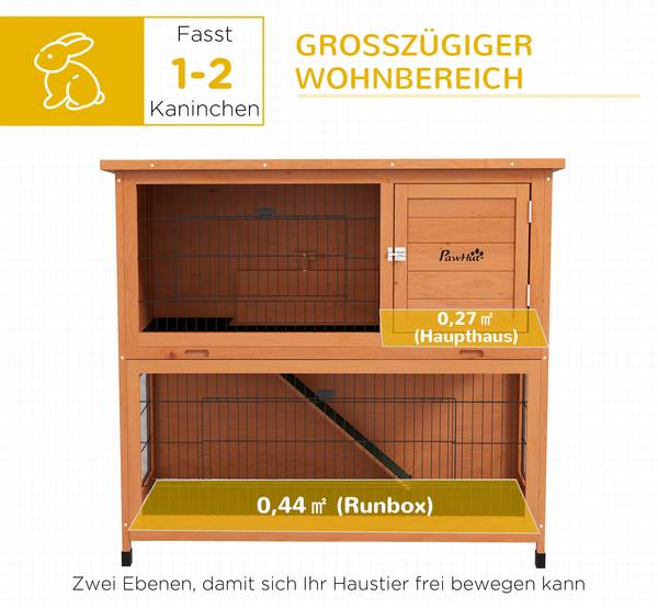 konijnenhok D51-410V04OG oranje - massief hout - 63 x 112 x 123 cm