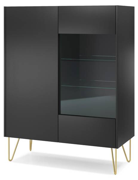 Vitrinenschrank HARMONY SC97 2D Schwarz - Melamin - 97 x 122 x 37 cm