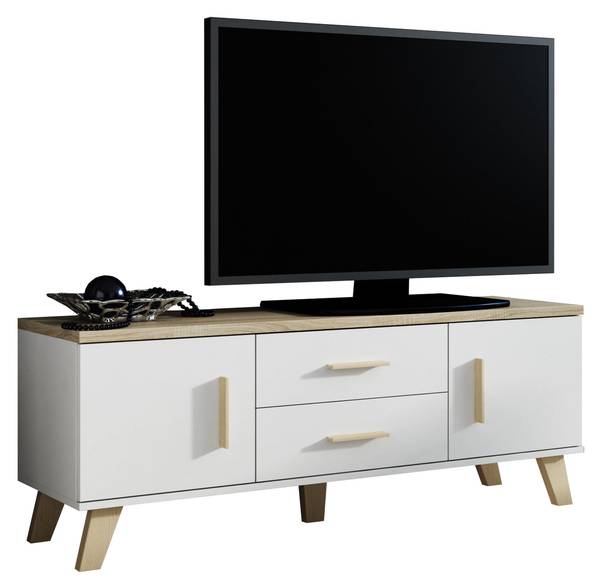 TV-Lowboard Lotta 140 Eiche - Weiß