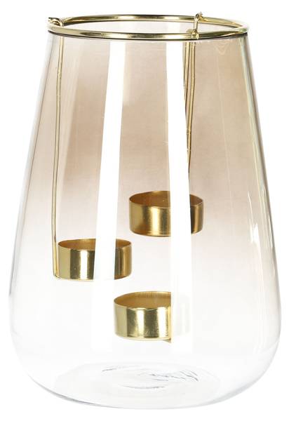 Windlicht GALIA Gold - Glas - 15 x 20 x 15 cm