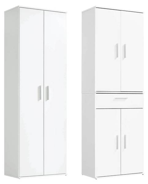 Mehrzweckschrank 2-teilig Besenschrank Weiß