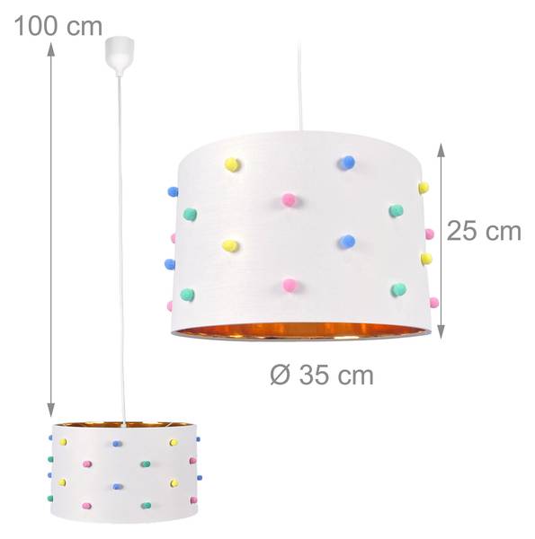 Hängelampe Kinderzimmer Bommeln Grün - Weiß - Gelb - Polyester - Eisen - 35 x 130 x 35 cm