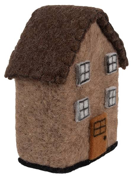 Decoratie Beeld Huis Xmas&Maxwell bruin - textiel - 7 x 14 x 12 cm