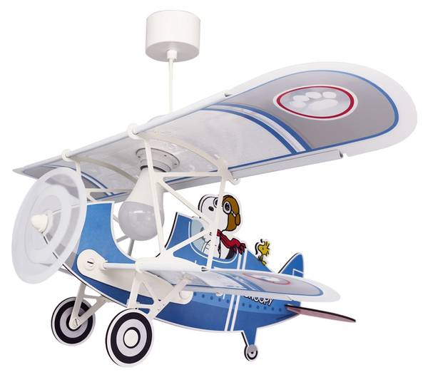 Kinderzimmer Deckenlampe Flugzeug Snoopy Blau - Kunststoff - 24 x 22 x 24 cm
