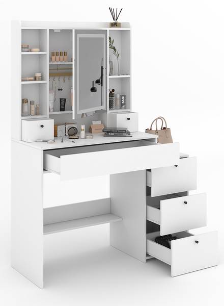 Kaptafel Livora 53023 wit - plaatmateriaal op houtbasis - 106 x 147 x 40 cm