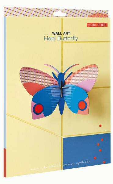 Wandobjekt Leuchtender Schmetterling Naturfaser - Papier - 7 x 16 x 24 cm