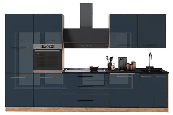 Küchenzeile Fame-Line 65756 Blau - Braun - Stahl - 340 x 207 x 60 cm