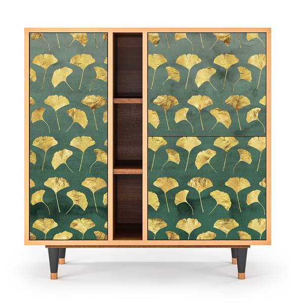 Sideboard BS5 Walnuss Grün - Holzwerkstoff - 94 x 96 x 41 cm