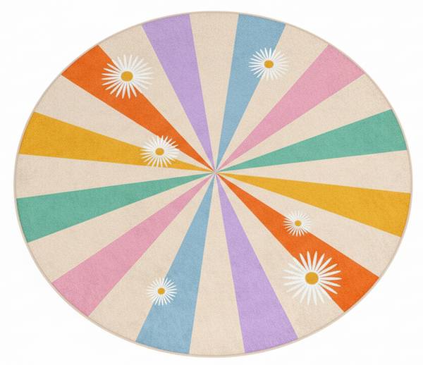 Regenbogen Teppich Rad des Glücks 120 x 120 cm