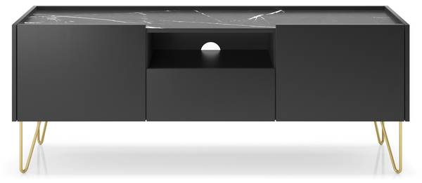 Meuble TV Napo Gris - Bois manufacturé - 144 x 55 x 37 cm