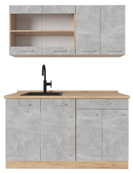Küchenzeile R-Line 53287 Braun - Grau - Chrom - 140 x 82 x 60 cm