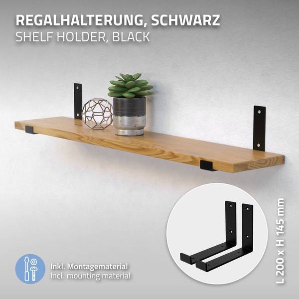Regalhalter ARAD 4er-Set Schwarz - Stahl - 4 x 15 x 21 cm