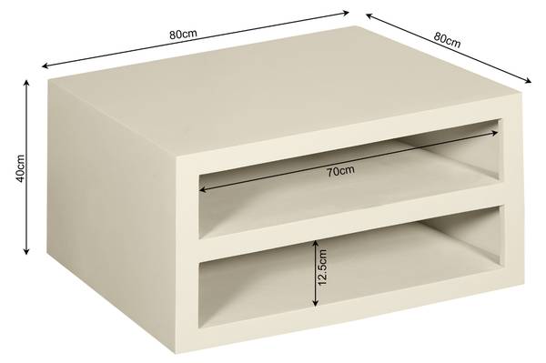Couchtisch BRUSSEL Beige - Massivholz - 80 x 40 x 80 cm