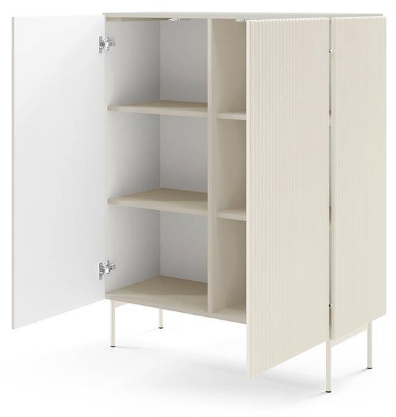Hoge ladekast TUTTI beige - plaatmateriaal op houtbasis - 99 x 123 x 40 cm