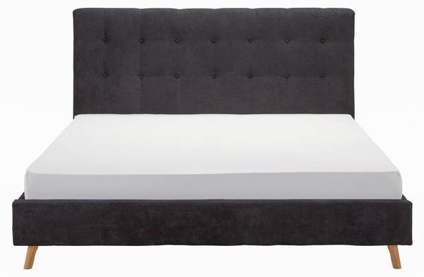 Polsterbett RONJA Schwarz - Metall - Textil - Holz teilmassiv - 187 x 1 x 180 cm