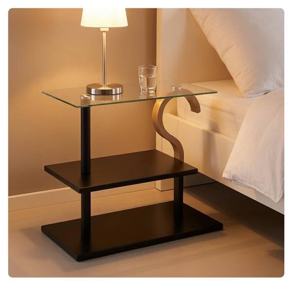 Salontafel met glasplaat zwart - bruin - staal - 60 x 50 x 30 cm