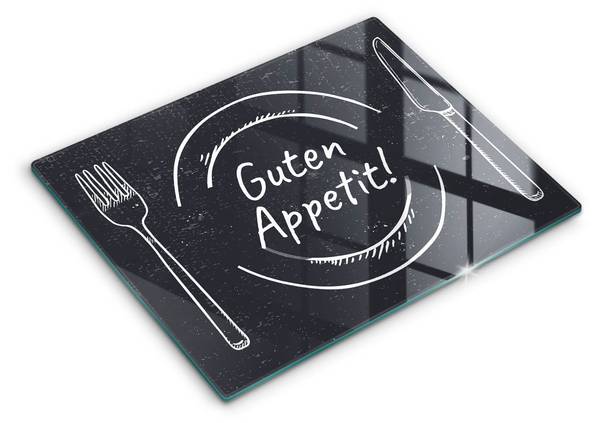 Schneidebrett Guten Appetit! Schwarz - Glas - 40 x 52 x 1 cm