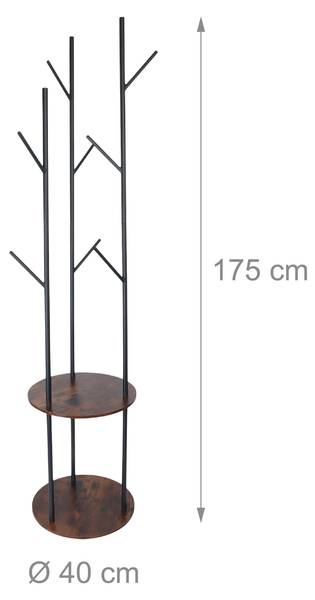 Garderobenständer 175 cm Schwarz - Braun - Eisen - 40 x 175 x 40 cm